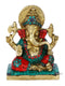 Brass Blessing Ganesh Idol Statue With Turquoise Stone Gts222