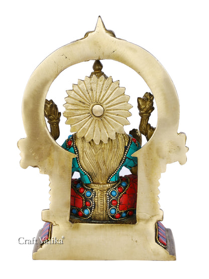 Laxmi Statue With Turquoise Inlay Blessing Shrine Figurine Lts116