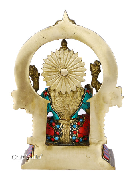 Laxmi Statue With Turquoise Inlay Blessing Shrine Figurine Lts116