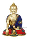 Earth Touching Brass Lord Buddha Idol Statue, 9.5X8X5.5,Depth,Multicolour-Bts217