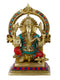 Brass Laxmi Ganesha Idol Murti Sitting On Singhasan Statue Lgbs136