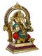 Brass Laxmi Ganesha Idol Murti Sitting On Singhasan Statue Lgbs136