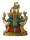 Brass Blessing Pagdi Ganesh Idol Statue With Colorful Stones Gts201