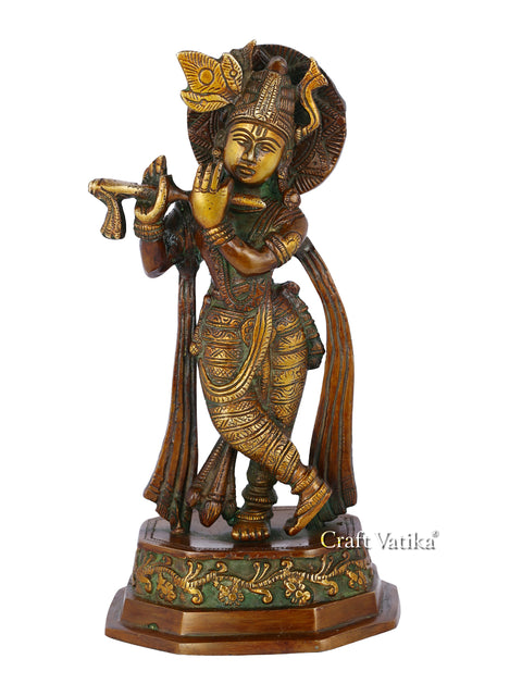 Brass Large Krishna Flute Playing Kbs133