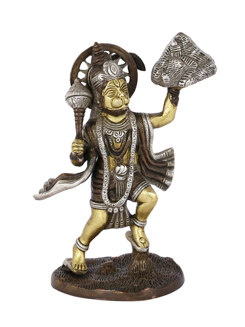 Brass Hanuman Idol Holding Sanjeevani Booti Mountain Statue Hbs104