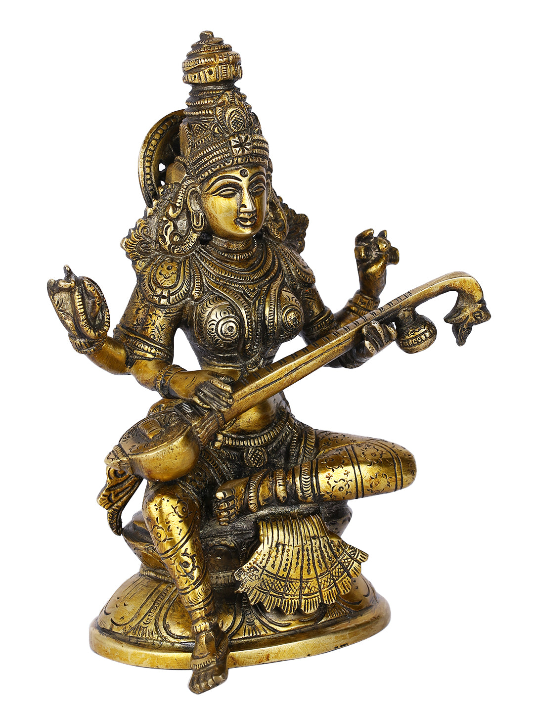 Goddess Saraswati Playing Veena Sculpture Idol Showpiece Sbs103