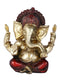 Brass Taj Blessing Sitting Ganesh Idol Statue Gbs122-(5.5X5X2.8 Inches)