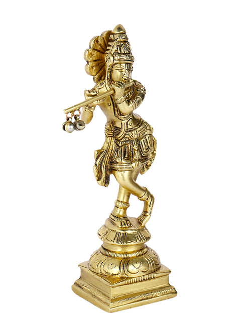 Brass Flute Playing Krishna Statue Kbs132