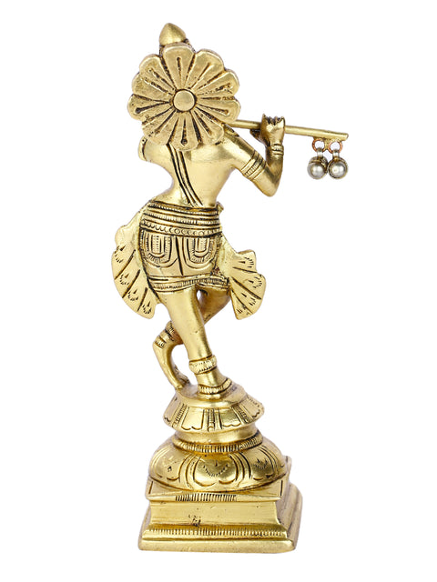 Brass Flute Playing Krishna Statue Kbs132