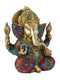 Brass Blessing Long Ear Jolly Ganesha Idol Statue With Colored Stones Gts171