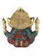 Brass Blessing Long Ear Jolly Ganesha Idol Statue With Colored Stones Gts171