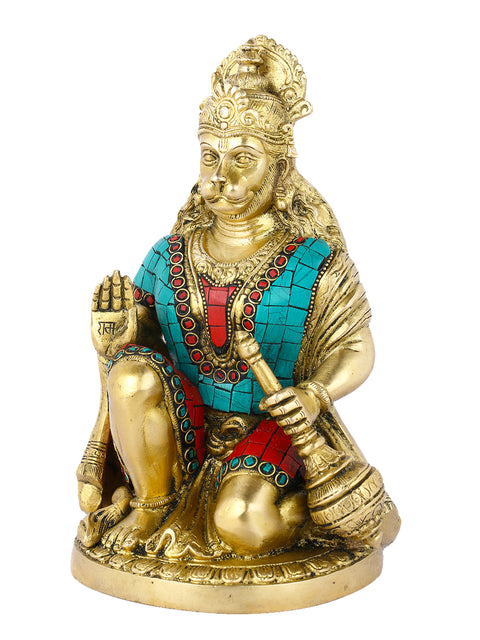 Blessing Sitting God Hanuman Brass Idol Hts117