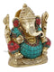 Brass Ganesha Statue With Turquoise Stone Inlay Work Gts253