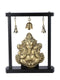 Brass Ganesha Idol On Wooden Base With Hanging Bells Gbs241