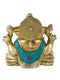 Brass Ganesh Statue With Inlay Work On Body Decorative Idol