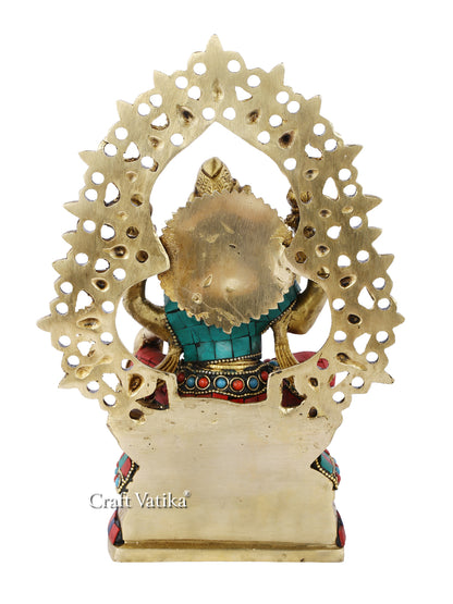 Lakshmi Ji Statue Sitting On Singhasan Decorative Showpiece Lts117