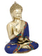 Blessing Blue Brass Large Buddha Statue Idol,Buddhism Shakyamuni Decor (12.5X10X7 Inches )-Bts206