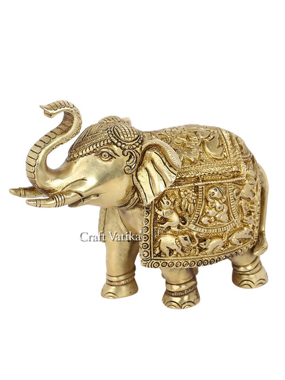 Brass Elephant Trunk Up Decorative Showpiece Dfbs423