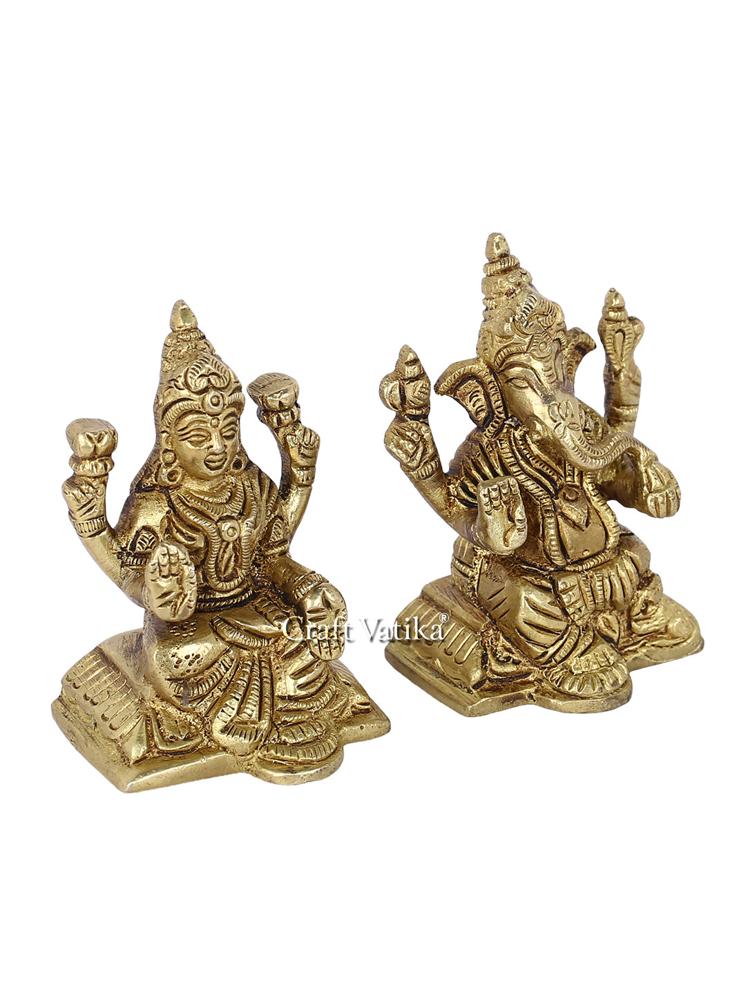 Brass Sitting Lakshmi Ganesha Idol Murti Statue Lgbs111