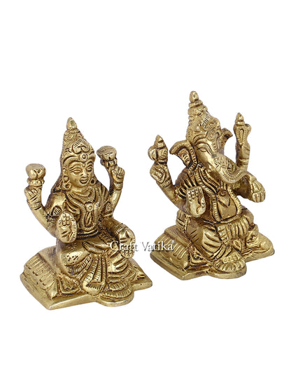 Brass Sitting Lakshmi Ganesha Idol Murti Statue Lgbs111