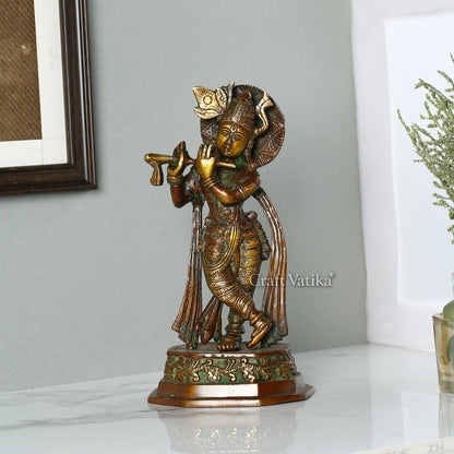 Brass Large Krishna Flute Playing Kbs133