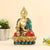 Brass Lord Buddha Idol, 7 Inches Height, Multicolour-Bts195