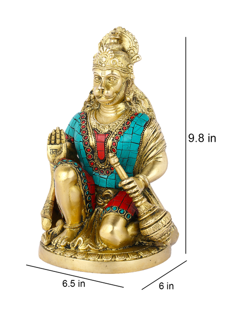 Blessing Sitting God Hanuman Brass Idol Hts117