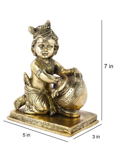 Makhan Chor Krishna Brass Idol Kbs135