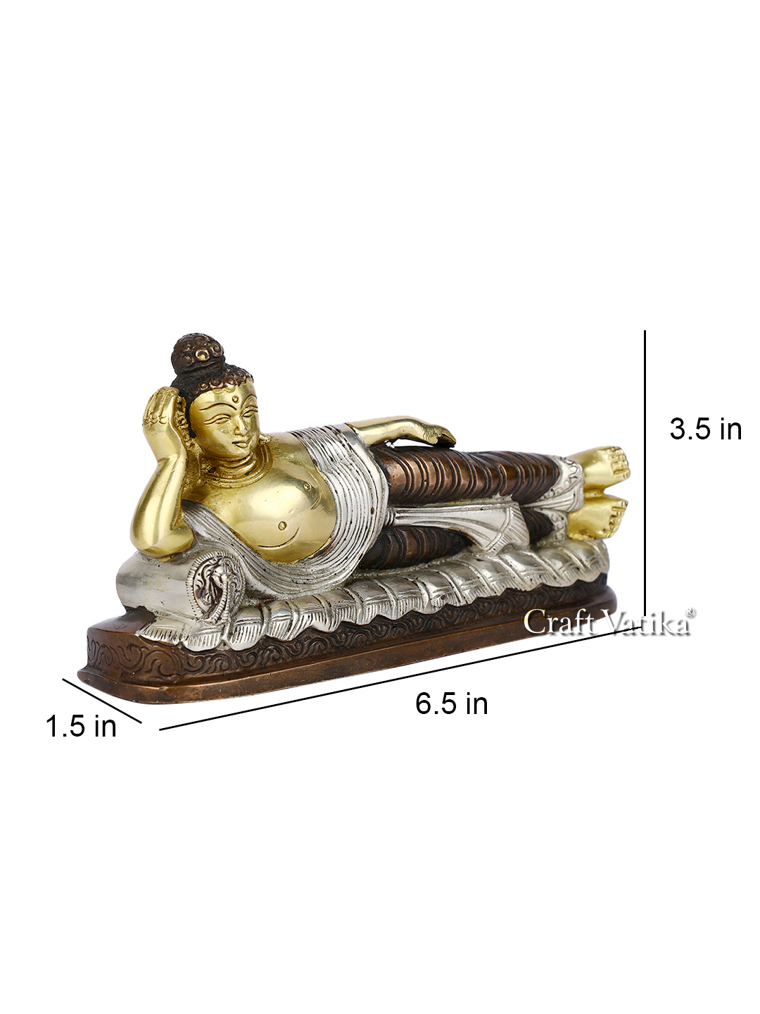 Brass Resting Buddha Idol Statue Bbs251
