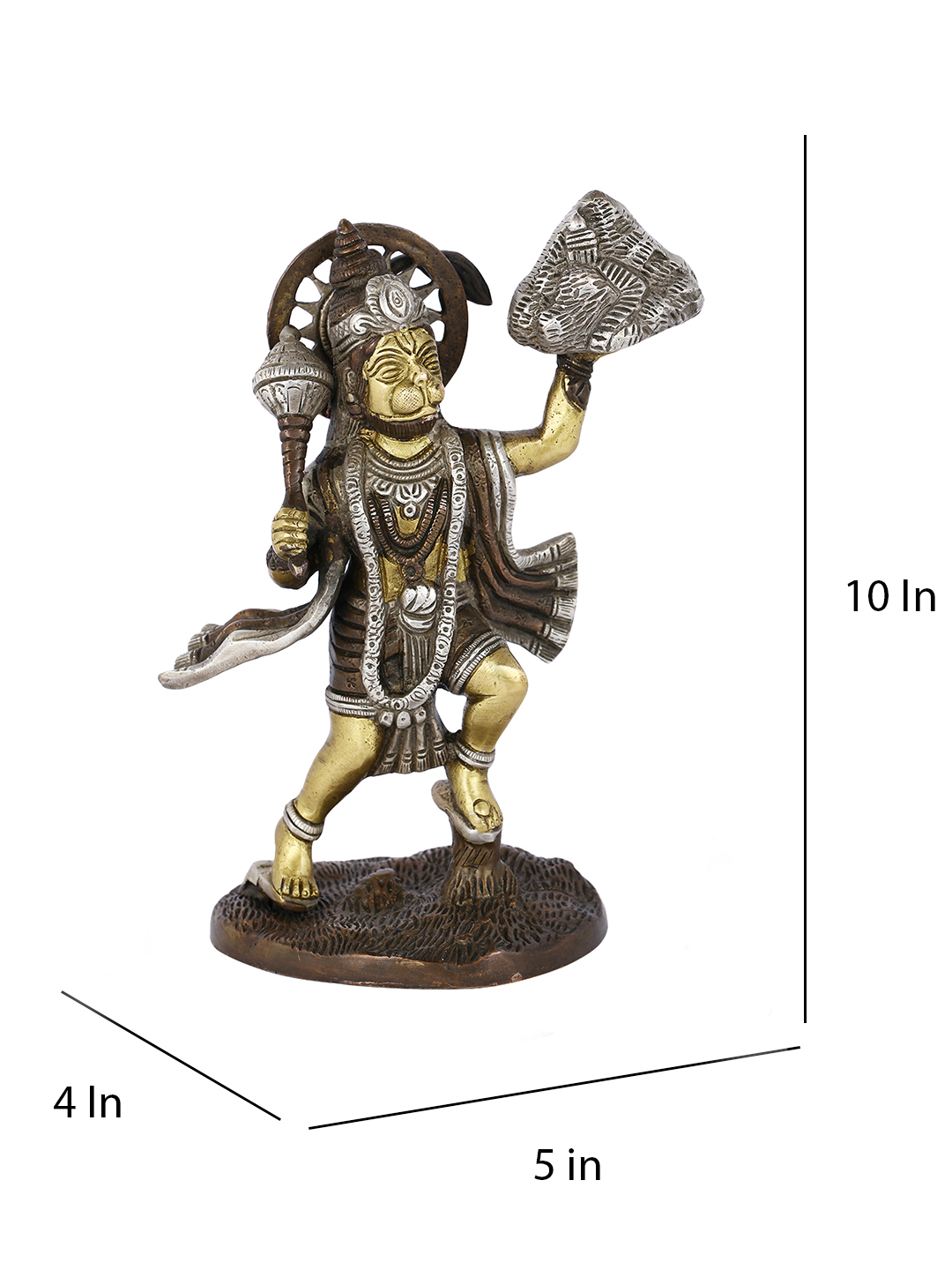 Brass Hanuman Idol Holding Sanjeevani Booti Mountain Statue Hbs104
