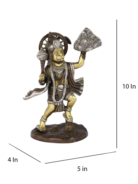 Brass Hanuman Idol Holding Sanjeevani Booti Mountain Statue Hbs104