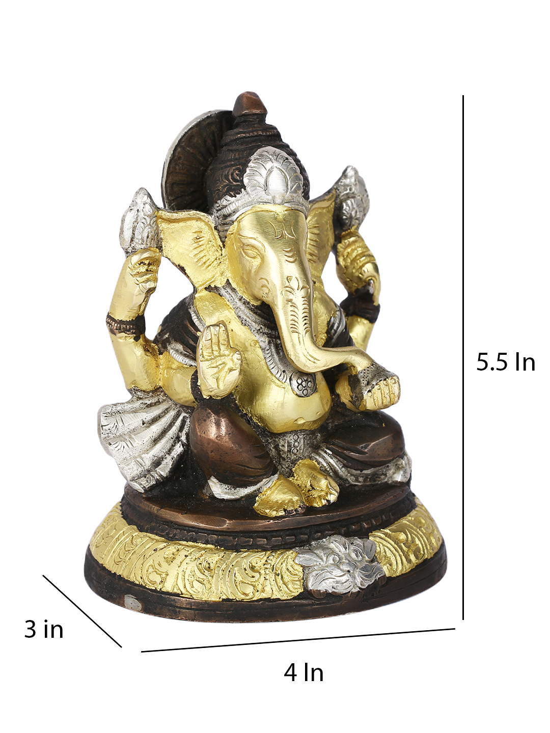 Brass Ganesha Idol Sitting On Round Base Gbs125