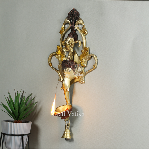Ganesha Design Spiritual Brass Bell Oil Diya Lamp Chbw101