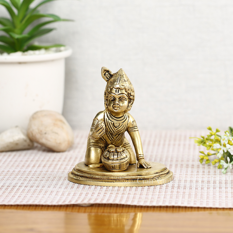 Brass Bal Krishan Laddu Gopal Statue Kbs131