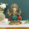 Large Brass Lord Ganesh Idol Sitting On Lotus Statue Gts235